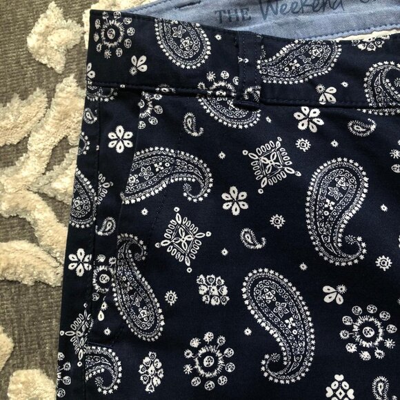 Talbots, The Weekend Chinos, Dark Blue w/White Paisley Print, Size 10 - Picture 4 of 9